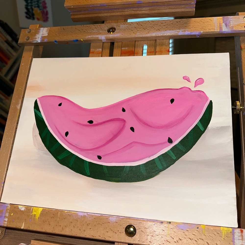 Watermelon splash acrylic painting